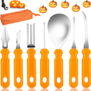 Halloween Pumpkin Carving Tools Kit, Professional and Heavy Duty Stainless Steel Pumpkin Cutter Knife Saw Scoop Tools Set for Kids or Adults, 7Pcs Carving Set for Halloween Decoration Jack-O-Lanterns