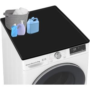 Washer and Dryer Covers for The Top, 26.77In X 26.77In Silicone Dryer Top Protector Mat, Waterproof, Scratch Resistant, Washable, Dryer Countertop for Home Kitchen and Laundry Room (Black-1Pack)