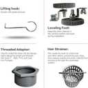Neodrain 40-Inch Linear Shower Drain with Removable Quadrato Pattern Grate,Brushed 304 Stainless Steel Rectangle Shower Floor Drain, Linear Drain with Leveling Feet,Hair Strainer