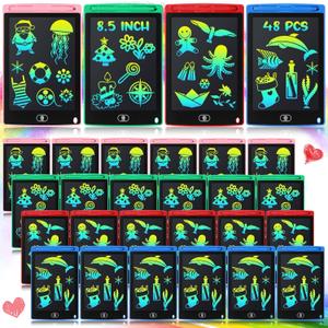 Zhehao 48 Pieces LCD Writing Tablet for Kids 8.5 Inch Doodle Pads Bulk Erasable Drawing Doodle Board Drawing Pads Learning Toy for Valentine Easter Gift Boys Girl Age 3-10(Blue,Red,Green,Pink)