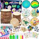 KIRKOTOY Wooden Crafts Kit for Kids-Glow in The Dark-Arts & Crafts Gifts for Boys Girls Age 6-12, 24 Wood Slices with Painting Craft Activities Kits, Creative Art Toys for 6 7 8 9 10 11 12 Year Old