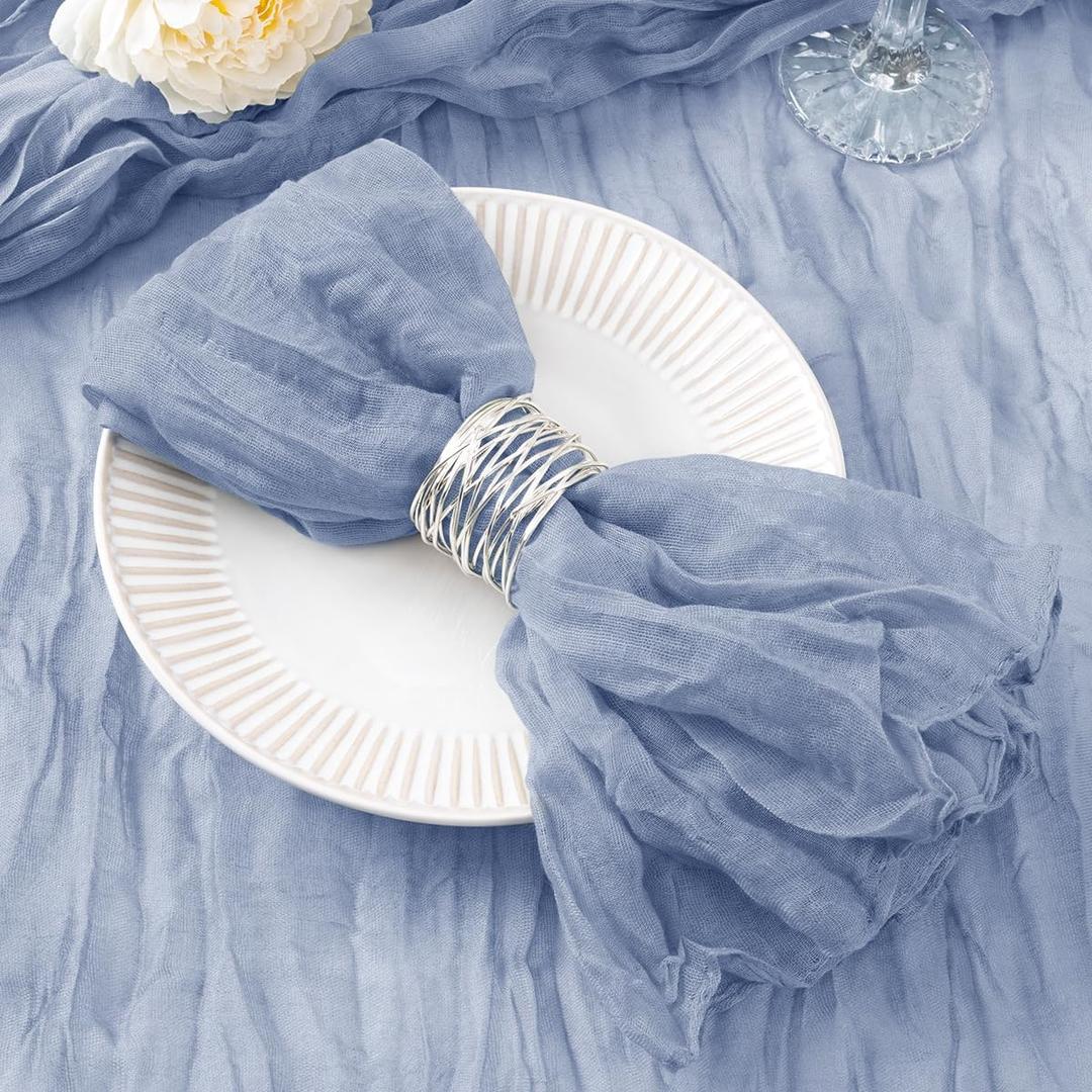 50 Pack Dusty Blue Cheesecloth Napkins Spring Easter Cloth Napkins Set of 50 Blue Dinner Napkins Bulk 21x21 Inches for Wedding Bridal Shower Baby Shower Parties