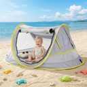 Poray Portable Baby Beach Tent with UPF 50+ Sun Shelter,Mosquito Net and Sunshade, Ideal Pop Up Kids Travel Tent with Carry Bag & 2 Stakes,Outdoor Indoor Play and Sun Protection