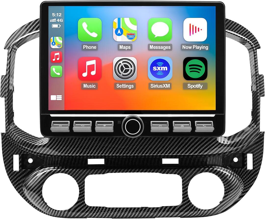 QLED Radio for Chevy Chevrolet Colorado GMC Canyon Upgrade for 2015 2016 2017 2018 2019 Non-Bose Models,Carbon Fiber Style,Touch Screen Stereo Replacement,Wireless carplay Android auto,4G Network