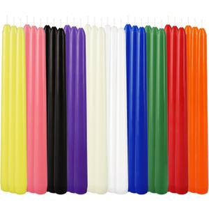 30-Pack 10-Color Taper Candles - 10 Inch Dripless & 10-Hour BurnWedding/Birthday/Home Decor with Premium Wax