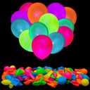 100 Pcs UV Neon Balloons, Neon Glow Party Balloons UV Black Light Balloons Glow in the Dark for Birthday Decorations Wedding Glow Party Supplies Blacklight Reactive Luminous (Yellow, Orange, Green, Purple, Blue, Pink)