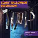 JOYIN 5 Pcs Hanging Halloween Bloody Knife Decorations Indoor, Fake Knife Plastic Fake Knives Weapon, Party Decor Haunted House Fake Blood, Machete Axe Cleaver Sickle for Scary Yard Porch