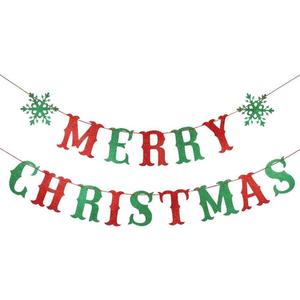 Merry Christmas Party Banner Christmas Banner Green Red X-mas Traditional Old Fashioned Holiday for Indoor Home Birthday Party Supplies Decorations