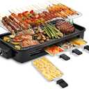 Pukomc Electric Indoor Grill,2 in 1 Indoor Grills for Kitchen with Grill Net & Non-Stick Cooking Removable Plate, Temperature Control, Dishwasher Safe, 1800W Large Smokeless Griddle Black