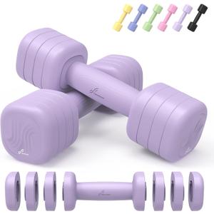 Adjustable Dumbbell Set of 2: Sportneer 4 in 1 Free Weights Dumbbells Set for Women, Hand Weights for Women at Home, 5 lb × 2 Sets with Soft Rubber Handle for Home Gym Exercise Training