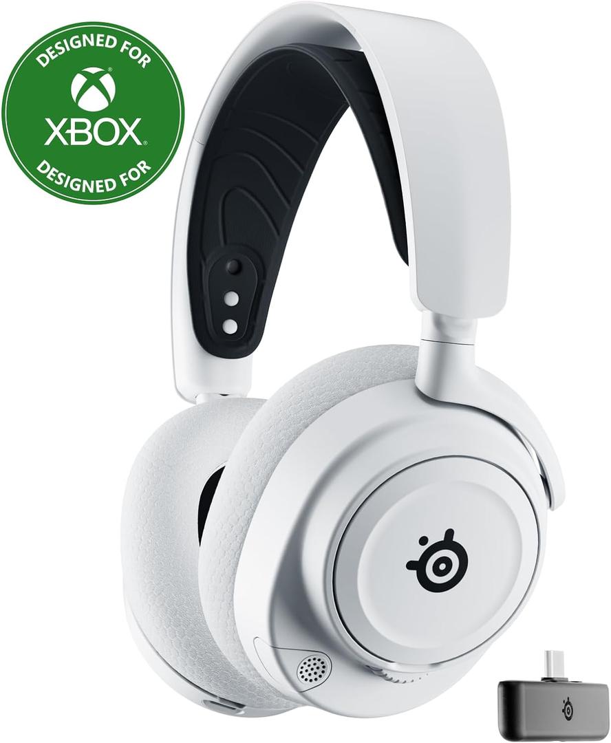 SteelSeries Arctis Nova 7X Wireless Multi-Platform Gaming Headset  Neodymium Magnetic Drivers  2.4GHz+Bluetooth  38Hr USB-C Battery  AI Mic  Xbox Series X|S, PC, PS5, Switch, VR, Mobile - White
