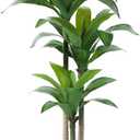 Artificial Dracaena Tree 5ft, Tall Fake Dracaena Plants with White Planter, Faux Dragon Tree Indoor Floor Plant for Home Decor Office Living Room Porch Housewarming, 1Pcs