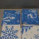 Bonhause Blue Christmas Snowflakes Throw Pillow Covers 18x18 Inch Xmas Tree Let It Snow Winter Holiday Decorative Pillows Soft Velvet Cushion Covers for Outdoor Couch Sofa Decor Set of 4