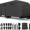 Uxcell Waterproof RV Cover - Fits 18'-20' Trailer, Windproof & Anti-UV, All Season Protection, Black