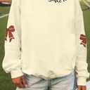 DUTUT Game Day Sweatshirt Women: Cute Football Bow Graphic Pullover Tops Casual Football Season Long Sleeve Shirt (L)