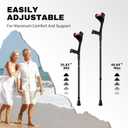 Forearm Crutches for Adults, Adjustable Walking Crutches 28.3 to 37.4 Inches, Lightweight Aluminum Crutch Pair with Ergonomic Grip, Comfortable Support and Non-Slip Rubber Tips Black