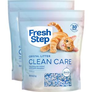2 x Fresh Step Clean Care Crystal Cat Litter, Lightweight with Febreze Freshness and Long-Lasting Odor Control, Low Dust, 16 lbs. (2 x 8 lb bag)