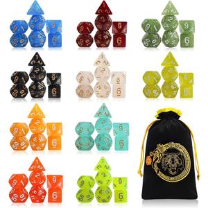 CiaraQ Polyhedral Dice Set - DND Role Playing Dice for Dungeons and Dragons RPG Table Games, Monochrome, 70pcs