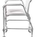 DMI Rolling Shower Chair, Commode, Transport Chair, FSA Eligible, Rolling Bathroom Wheelchair for Handicap, Elderly, Injured or Disabled, 250 Lb. Weight Capacity, Aluminum Frame, White