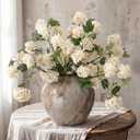 Kajaia 4 Pcs Artificial Snowball Hydrangea Branches 30 Inch Faux Snowball Viburnum Stems, 5 Head Silk Hydrangea Blooms Branch for Vase DIY Table Centerpiece, Farmhouse Home Wedding Decor(Cream White)