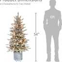 Puleo International 4.5ft Pre-Lit Potted Flocked Arctic Fir Christmas Tree with 70 Clear Lights, 419 Realistic Dense Snow Flocked Branch Tips, Easy Setup Artificial Trees with Sturdy Stand