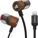 Lightning Headphones Wired Earbuds Wood MFi Certified Earphones in-Ear Magnetic Headset with Microphone and Volume Controller Compatible iPhone 14 13 12 11 Pro Max iPhone Xs Max XR Black
