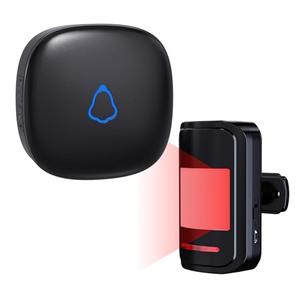 Wireless Motion Sensor Alarm Indoor, 1 PIR Detector + 1 Receiver, Movement Activated Doorbell Chime for Home Doorway/Business Entry/Garage Security/Store Entrance, Pet/Elderly/Dementia Monitor (Black)