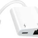Apple MFi Certified Lightning to Ethernet Adapter, 2 in 1 Rj45 Ethernet LAN Network Adapter, iPhone Ethernet Cable with Charge Port Compatible with iPhone/iPad/iPod Supports 100Mbps,Plug and Play