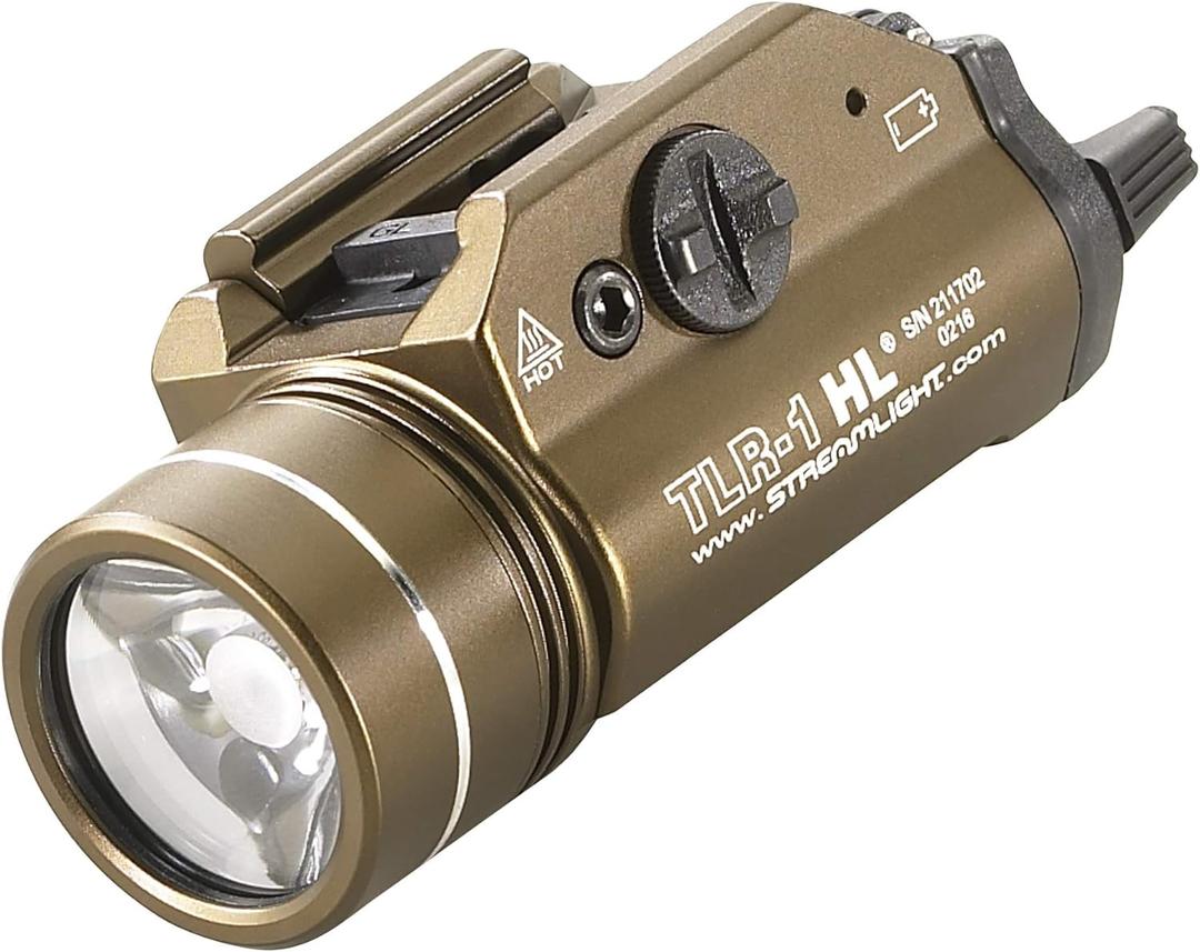 Streamlight 69267 TLR-1 HL 1000-Lumen 20000 Candela Rail-Mounted Tactical Weapon Light with Specific Compatibility Rail Locating Keys, Flat Dark Earth Brown