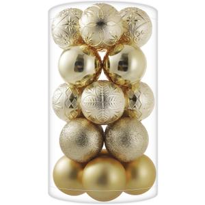 20ct Gold Christmas Ball Ornaments Shatterproof Plastic Christmas Tree Decorations for Xmas Party Home Office Holiday Decor -Large Size (3.15", 80mm)