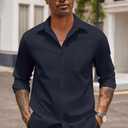 COOFANDY Men's Button Down Long Sleeve Shirt Casual Untucked Dress Shirt Regular Fit Wedding Shirts
