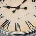 Bernhard Products Large Decorative Wall Clock 20 Inch Silent Non Ticking Battery Operated Quartz Vintage Stylish with Rustic Silver Rim for Home Living Room Dining Room Kitchen & Over Fireplace