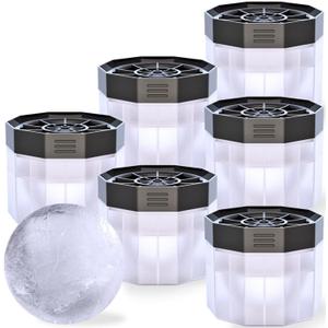 PREMIUM Ice Ball Molds (6-Pack), BPA Free 2.5 Inch Ice Spheres. Slow Melting Round Ice Cube Maker for Whiskey and Bourbon (Black)
