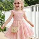 Mioglrie Little Girl Dresses Summer Outfits 4T-5T Girl Clothes Kids Princess Pink Ruffle Sleeveless Floral Dress Casual Park Sundress