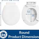 Mayfair Ashton Easy to Clean Single Hinge Toilet Seat, Modern Slow Close Wood Toilet Seat, Made in USA, Round, White