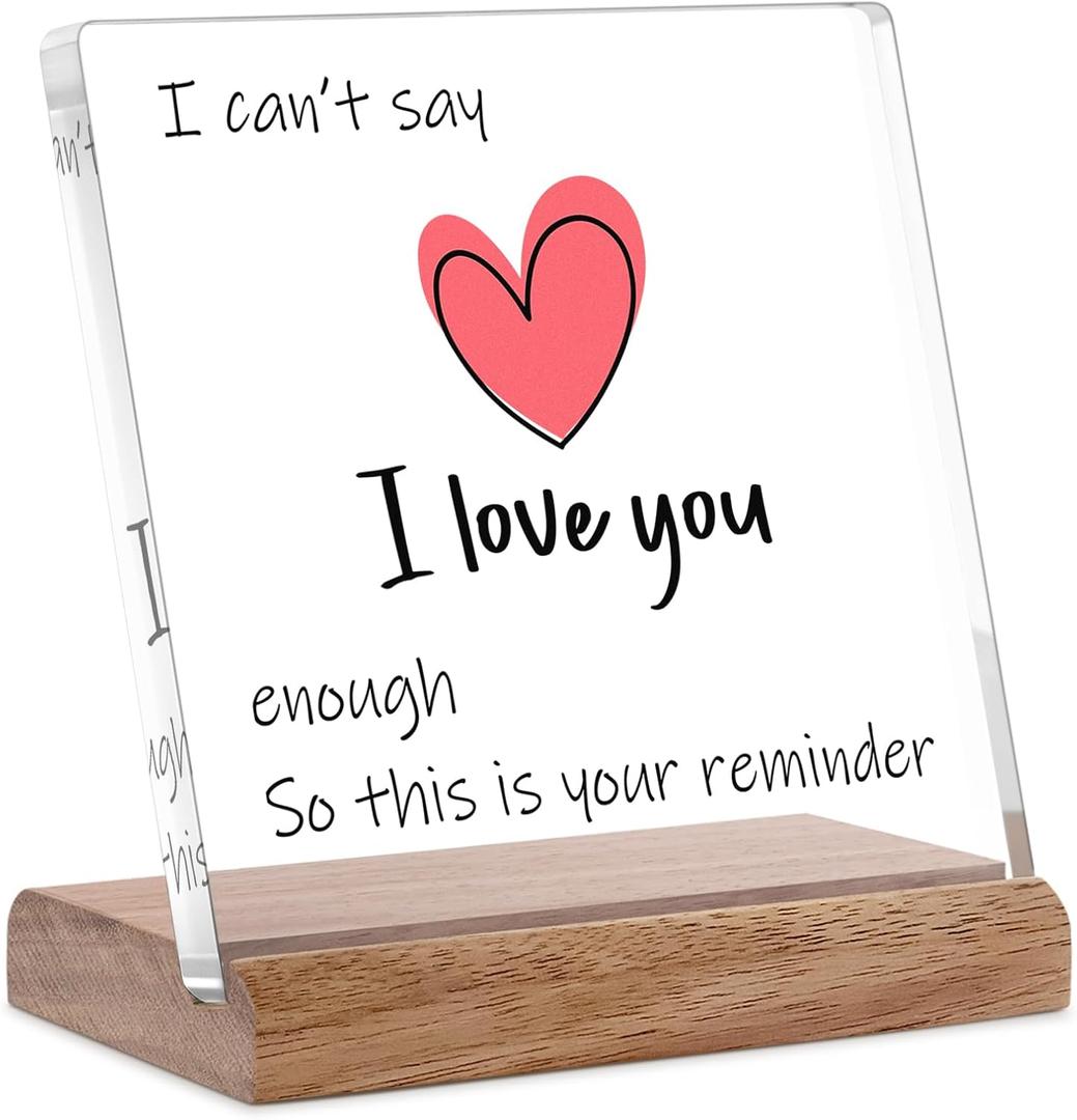 FreeJac I Love You Gifts for Her Him - Valentines Day Gifts for Girlfriend Wife Christmas Birthday Wedding Anniversary Keepsake Loving Acrylic Plaque Gifts for Boyfriend Husband Miss You Gifts
