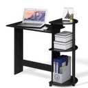 Furinno COMPACT Desk, 28.5" Wide Gaming Desk with Shelves, Computer Desk with Book Shelf, Office Desk for Home Office, Study Room, Dorm, Bedroom, Americano, Round Side Shelves
