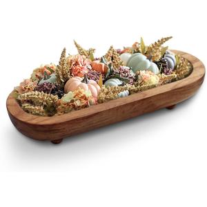 Rustic Handcrafted Wooden Dough Bowl for Decor - Wooden Bowls Decorative, Organic Modern Style, Decor Bowl, Centerpiece Bowl Four Legged Base Artisan Crafted Dough Bowl for Stylish Home Kitchen Decor