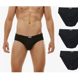 KNITLORD Men's Underwear Bamboo Viscose Soft Lightweight Mid/Low Rise Briefs 3 Pack  (Small, Black)