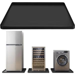 Large Washer Drain Pan Silicone Mat, 2727inch with 0.78" Raised Edges Foldable Washing Machine Pan Silicone Mat, Multi-function Waterproof Non Slip Washer Drip Tray for Floor Protection (Black)