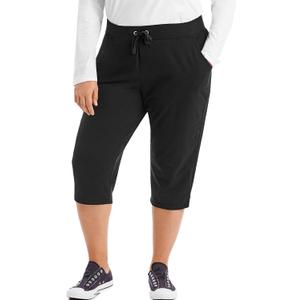 Just My Size Women's Sweatspants, French Terry Capris with Pockets, JMS Women's Capri Pocket Sweatpants (28, Black)