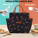 Insulated Lunch Bag for Women Reusable Leakproof - Cherry | Large Capacity, Bottle Holder & Side Pockets, Leakproof Insulated Design, for Work, Travel, Picnic & Daily Use, for Adult