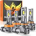 H11/H8/H9 9005/HB3 Fog Light Bulbs Combo Super Bright 120,000LM 1000% Brighter, Off Road Light or Fog Light Bulbs, 1:1 Mini Size, 6500K Cool White, 2026 Updated Light Bulbs, Pack of 4