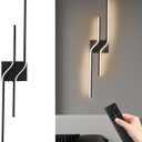 Modern Battery Operated Wall Sconces,12000mah Wireless Wall Sconces with Remote,31.5 Inch Rechargeable Black Wall Lights for wall Decor,Dimmable LED Wall Lamps for Living Room,Bedroom,Hallway