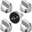 WB03X24818 Gas Stove Knob Replacement for GE, 5 Pack Stainless Steel Replacement Stove Knobs to Replace 4363588, AP5989029, PS11729081, EAP11729081, Range Knobs Compatible with GE.