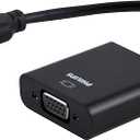PHILIPS HDMI to VGA Adapter, Male to Female, Compatible for Computer, Desktop, Laptop, PC, Monitor, Projector, HDTV, Chromebook, Roku, VGA Cable Required, Black, SWV9200E/27