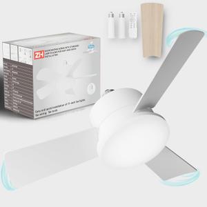 OKYUK Ceiling Fans with Lights,17in Small Ceiling Fan ceiling fans with and remote, with 6-Speeds, definite time, Dimmable LED, E26/E27 Base, for Bedroom, Kitchen, Living Room,Garage Fan (Milky)