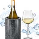 Marble Wine Chiller for Bottle,Wine Chiller Bucket,Wine Cooler Bucket for Any 750ml Bottle Champagne Chiller for Parties,Wine Bottle Chiller,Wine Bottle Cooler,Wine Gifts for Women Man (Black)