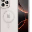 oakxco for iPhone 16 Pro Case Clear Magnetic Compatible with Magsafe, Cute Thin Slim Transparent Non-Yellowing TPU Bumper, Hard Shell & Soft Silicone Mag Safe Phone Case for Women, Beige Titanium