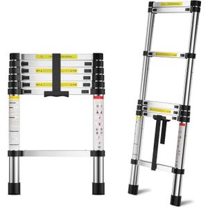 MGENLONG 6.6 FT Extension Ladders, Lightweight Collapsible Ladders, Aluminum Telescoping Ladders for Home, Folding Telescoping Ladder for RV, Attic, Daily Use at Home, Capacity 330 lbs